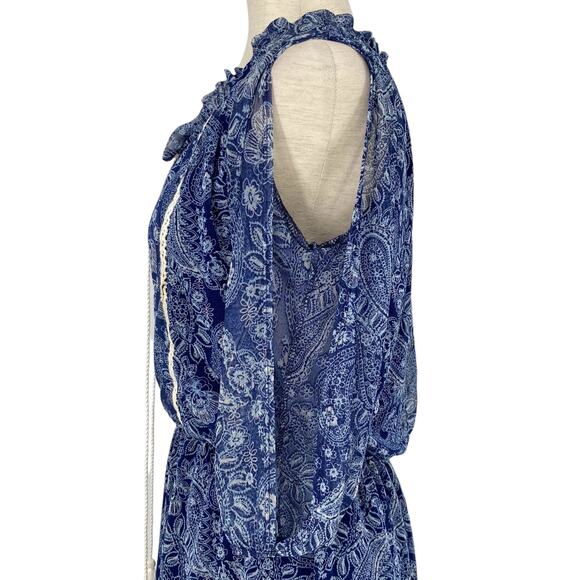 PERSEPTION CONCEPT Paisley Embroidered Tasseled Open Sleeve Sheath Dress Small - Picture 3 of 6